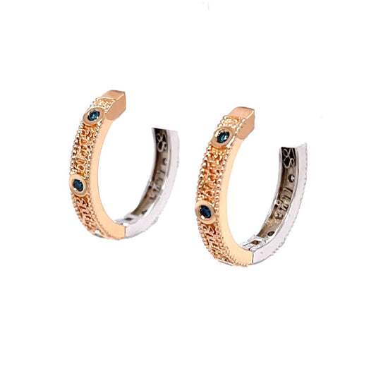 18k White and Rose Gold Strong Pair Hoops