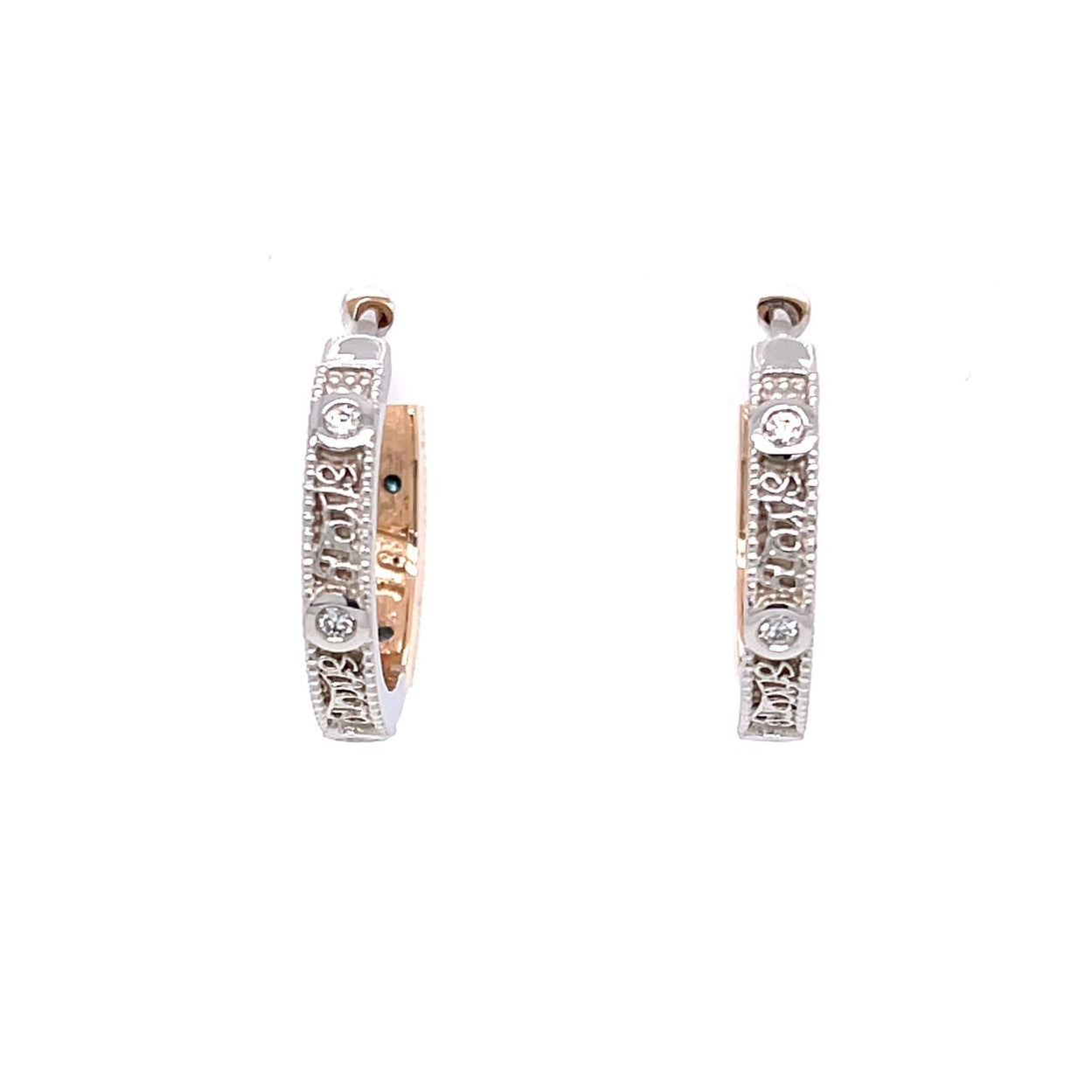 18k White and Rose Gold Strong Pair Hoops