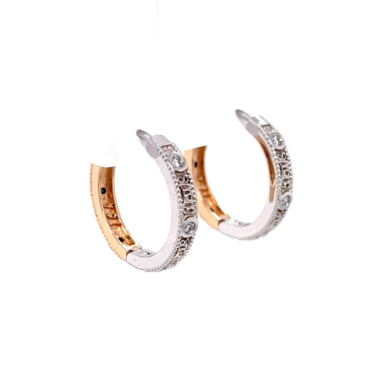 18k White and Rose Gold Strong Pair Hoops