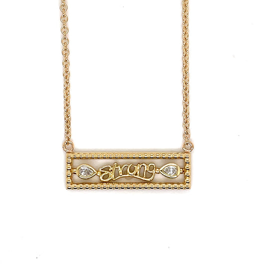 18k Yellow Gold Strong Pair Beaded Bar Necklace