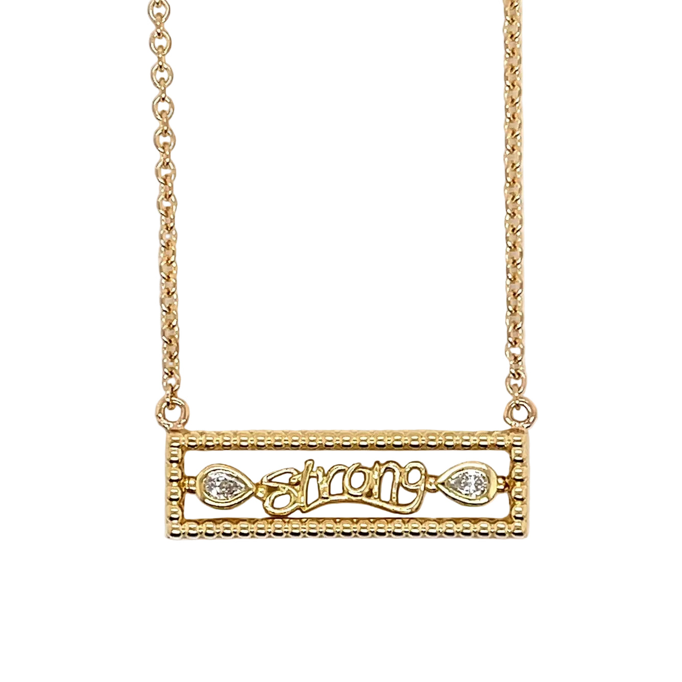 18k Yellow Gold Strong Pair Beaded Bar Necklace