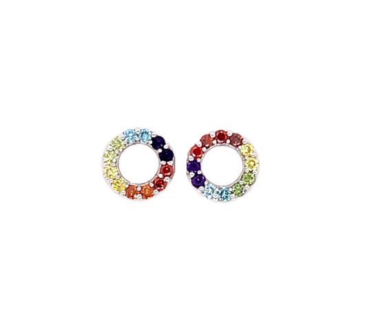 18k White Gold Rainbow Sparkle Circles