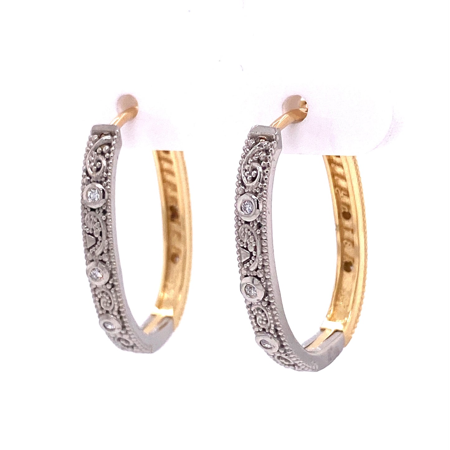 Custom Jewelry, 18k white and yellow gold llyn hoops, llyn strong, Greenville, south carolina