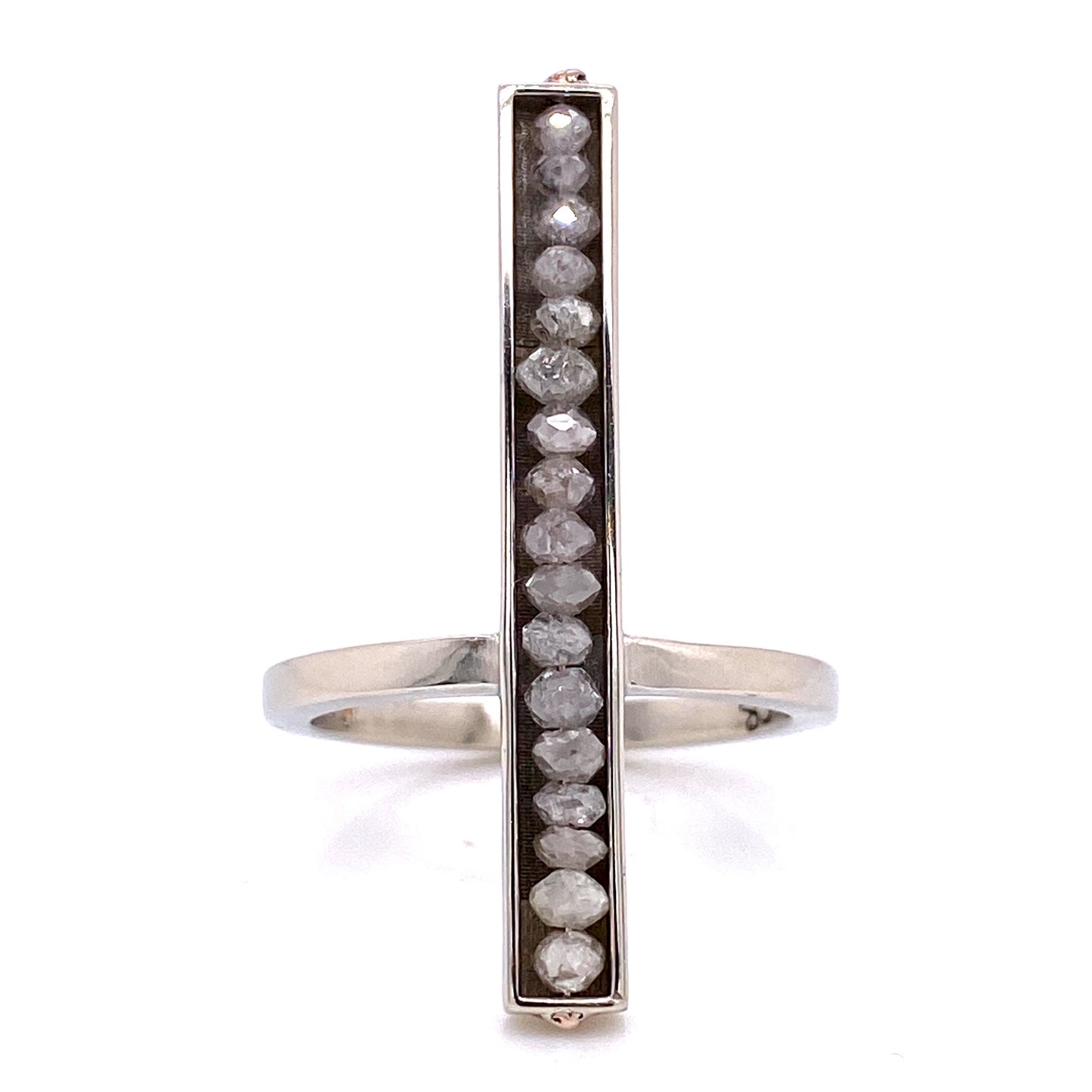 Custom Jewelry, long grey diamond bar ring, Sydney Strong, Greenville, South Carolina