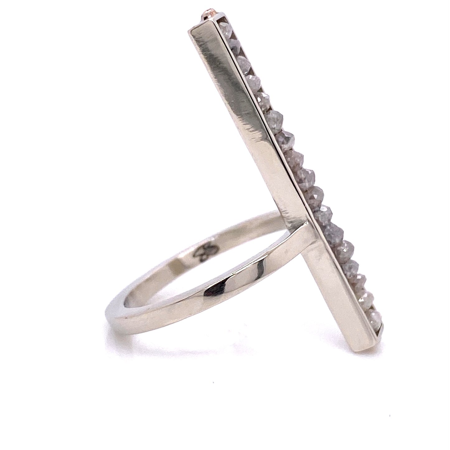 Custom Jewelry, long grey diamond bar ring, Sydney Strong, Greenville, South Carolina