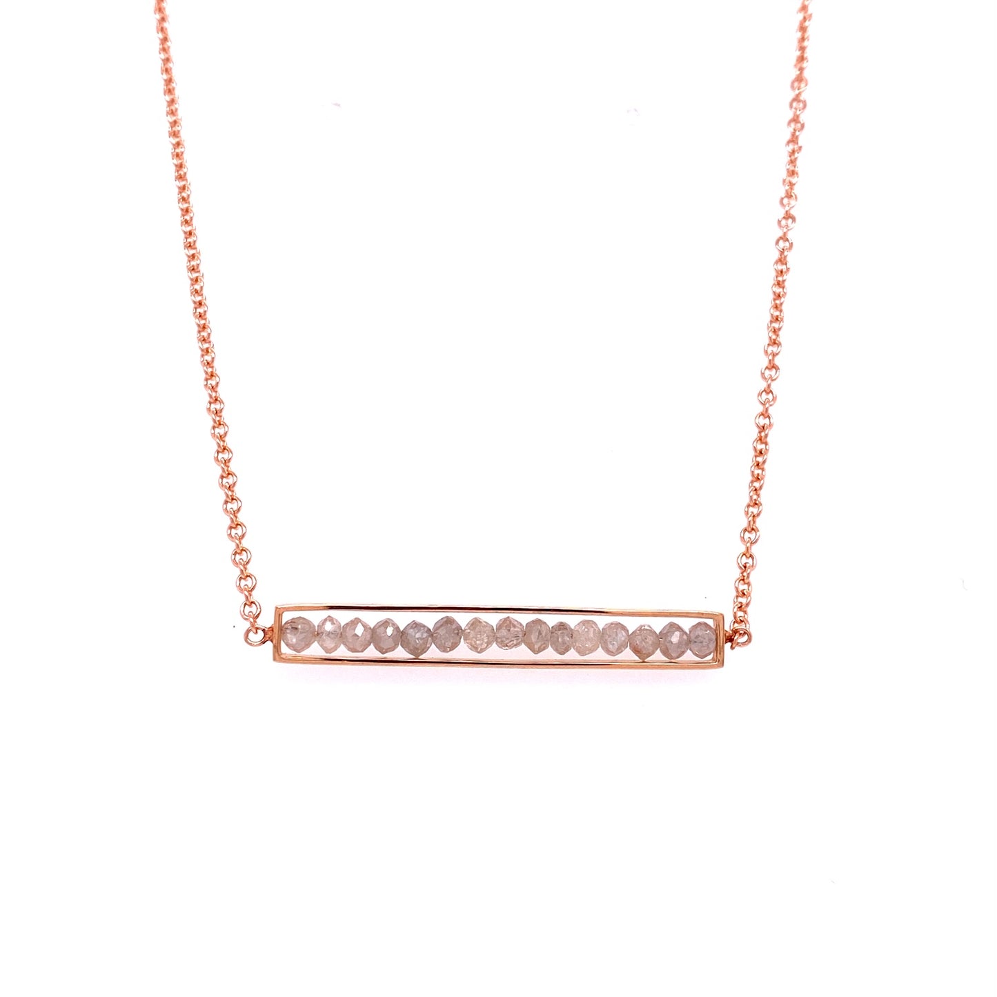 Custom Jewelry, grey diamond bar necklace, sydney strong, greenville, South Carolina