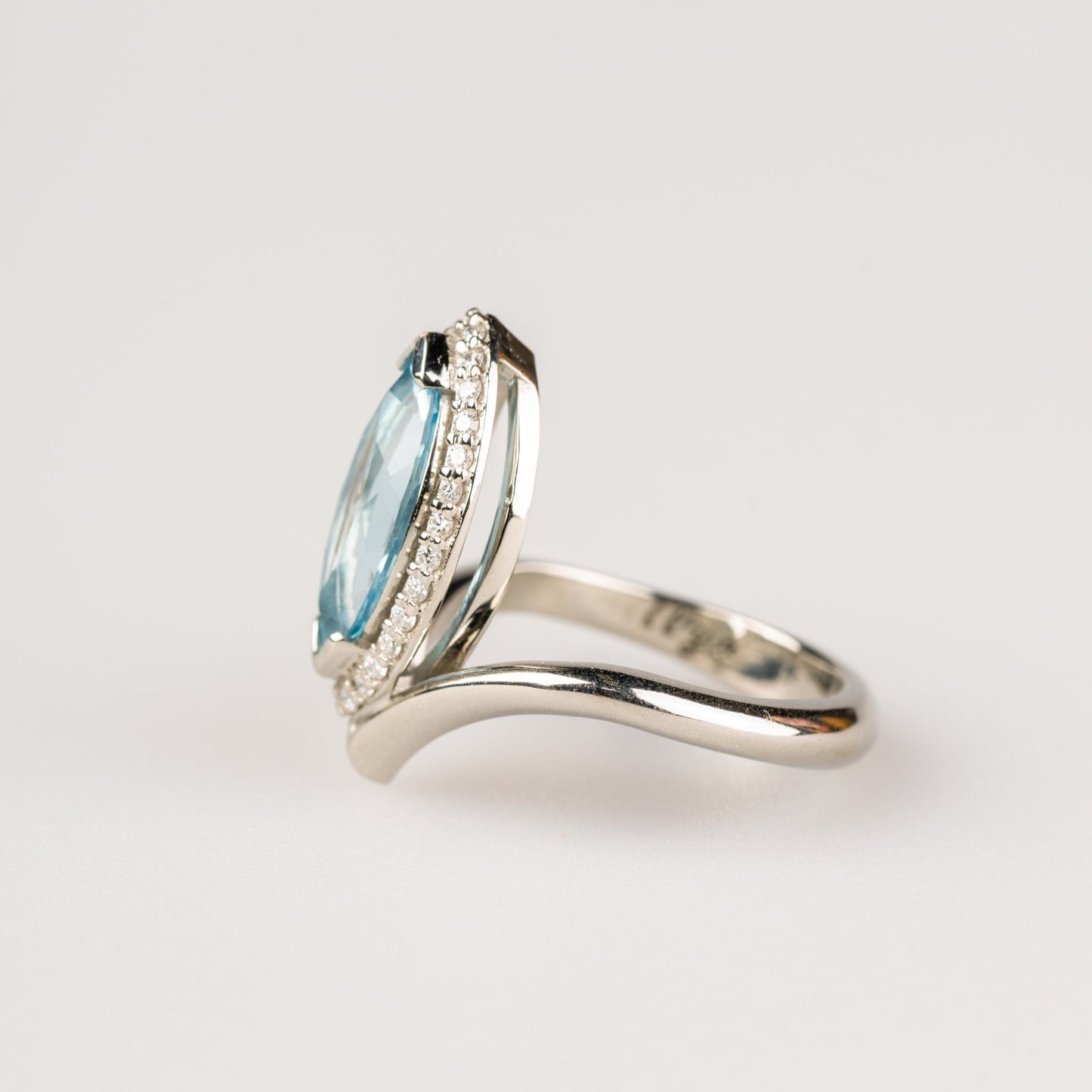 Custom jewelry, marquise aquamarine ring, llyn strong, Greenville, South carolina