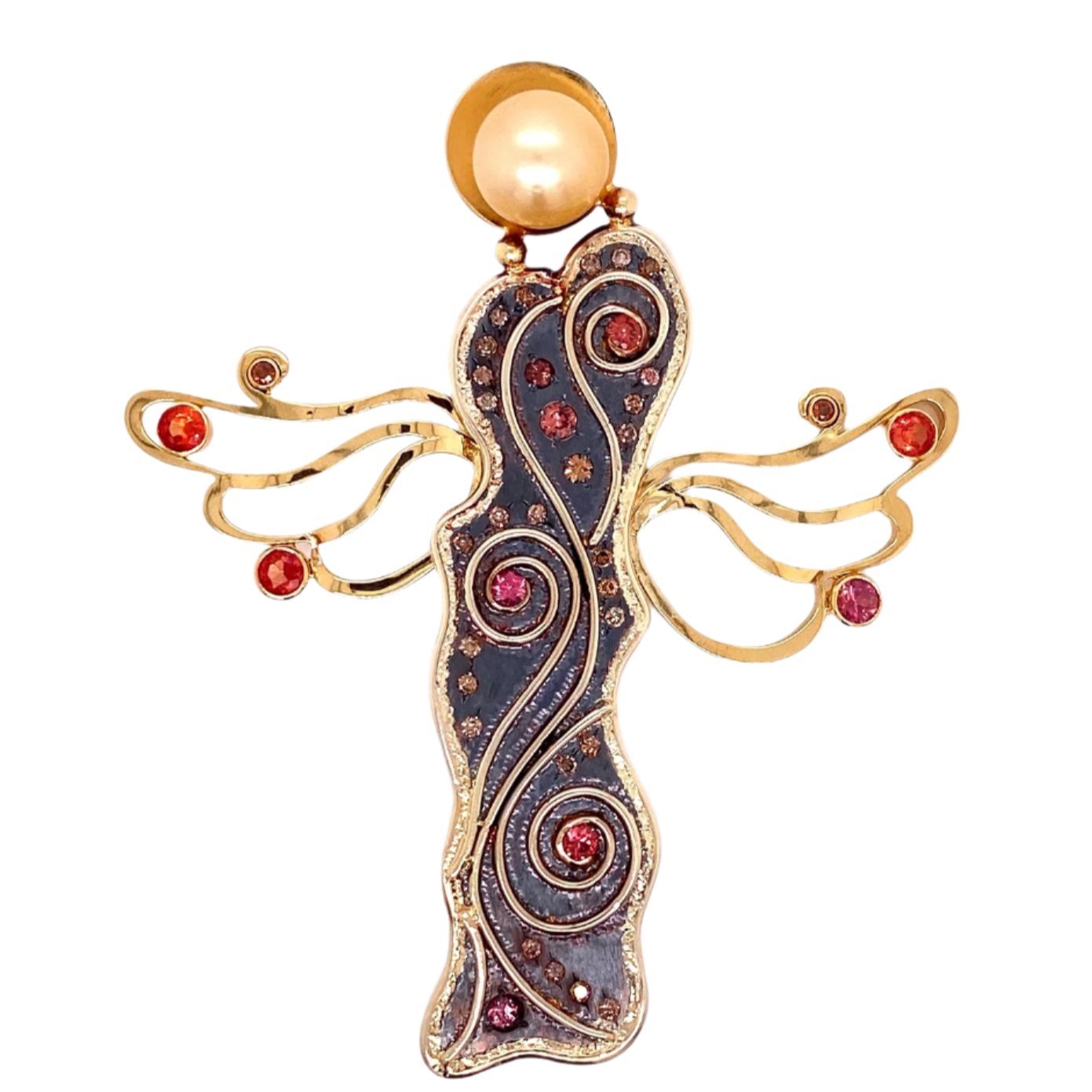custom jewelry, gold, sapphire, pearl, diamonds, silver, brooch, llyn strong, greenville, south carolina