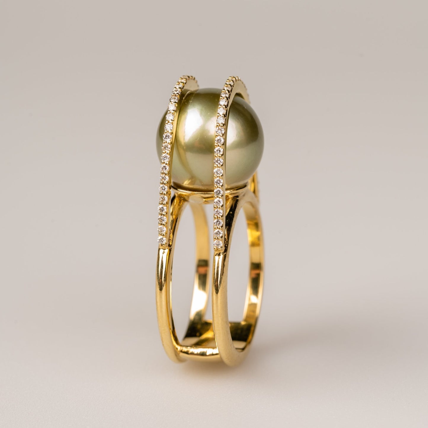 Tahitian Pearl and Diamond Ring