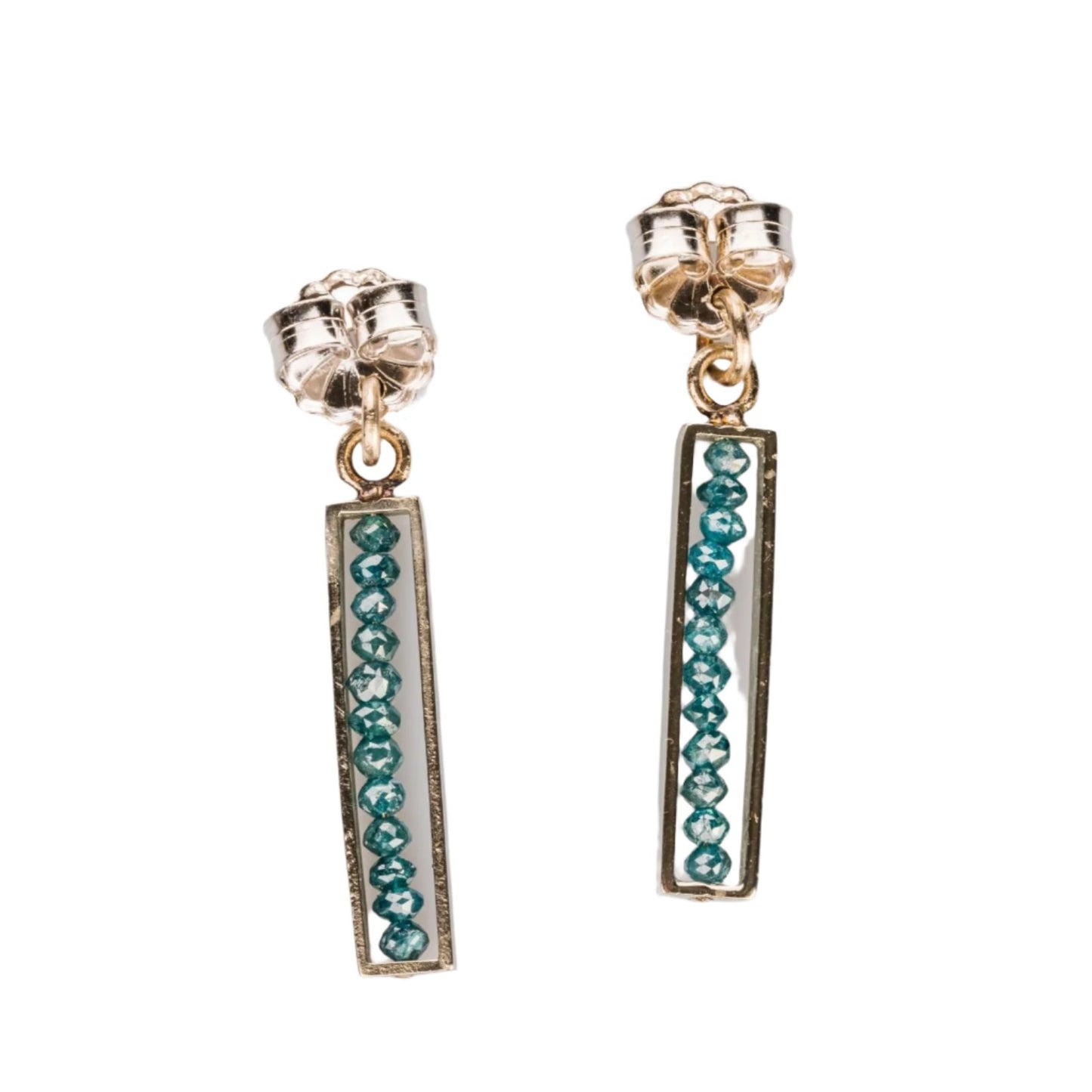 Custom jewelry, Blue diamond bar backs, Sydney Strong, Greenville, South Carolina