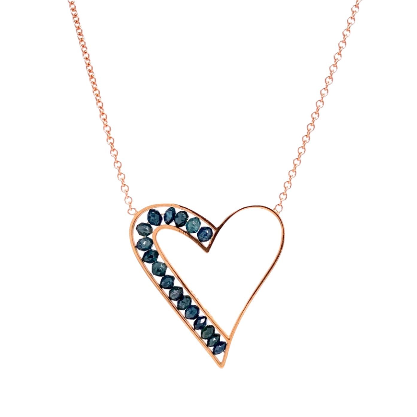 Custom Jewelry, blue diamond heart necklace, Sydney Strong, Greenville, South Carolina
