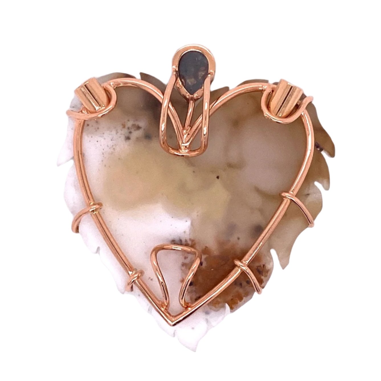 Custom Jewelry, Brown and White Druzy Heart Clasp, llyn strong, Greenville, South Carolina