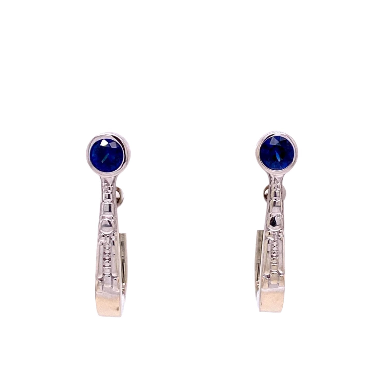 custom jewelry, gold, sapphire, hoops, earrings, llyn strong, greenville, south carolina