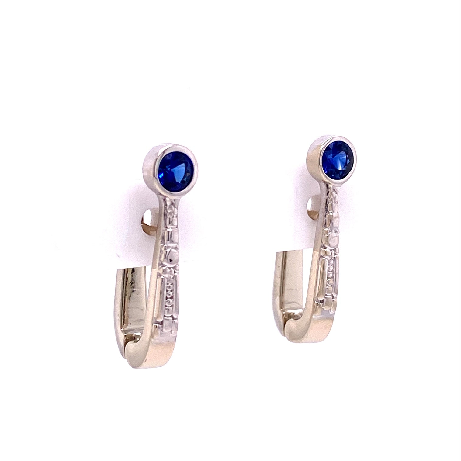 custom jewelry, gold, sapphire, hoops, earrings, llyn strong, greenville, south carolina