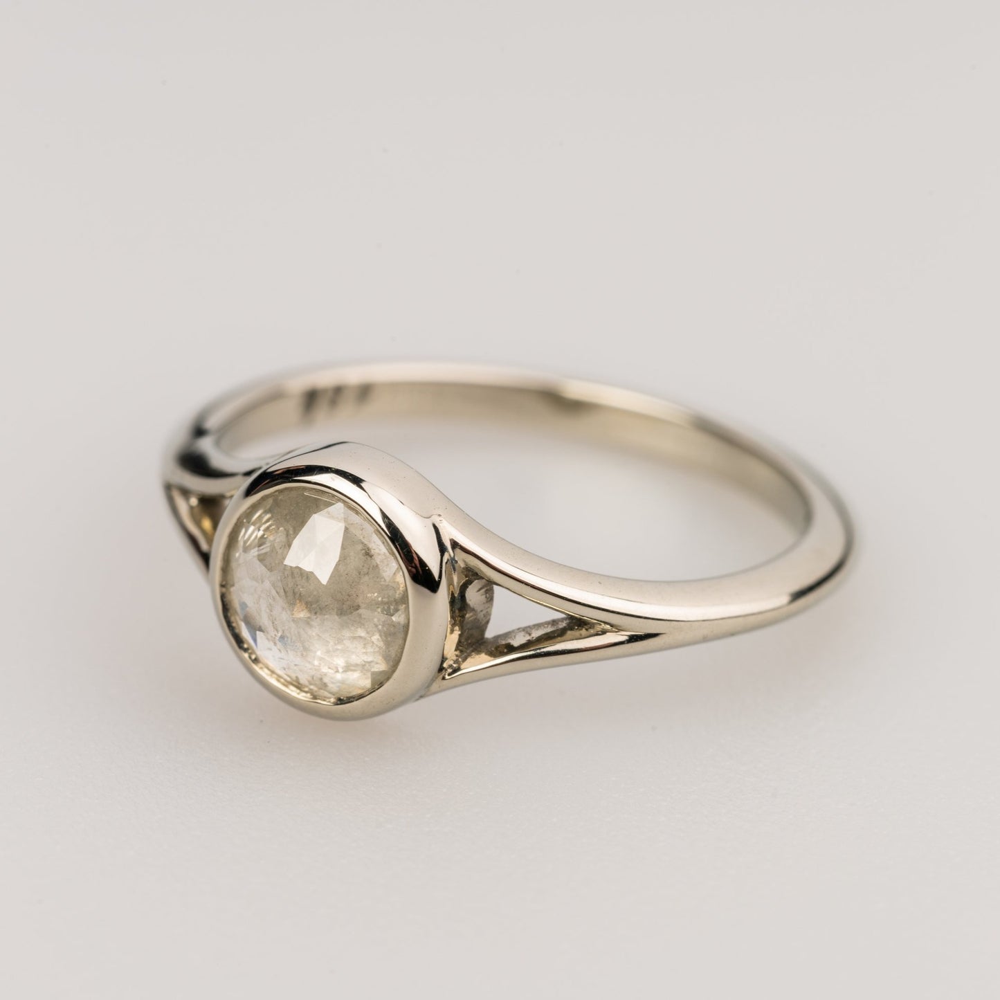 Custom Jewelry, Grey Diamond Round Rose cut ring, Sydney Strong, Greenville, South Carolina