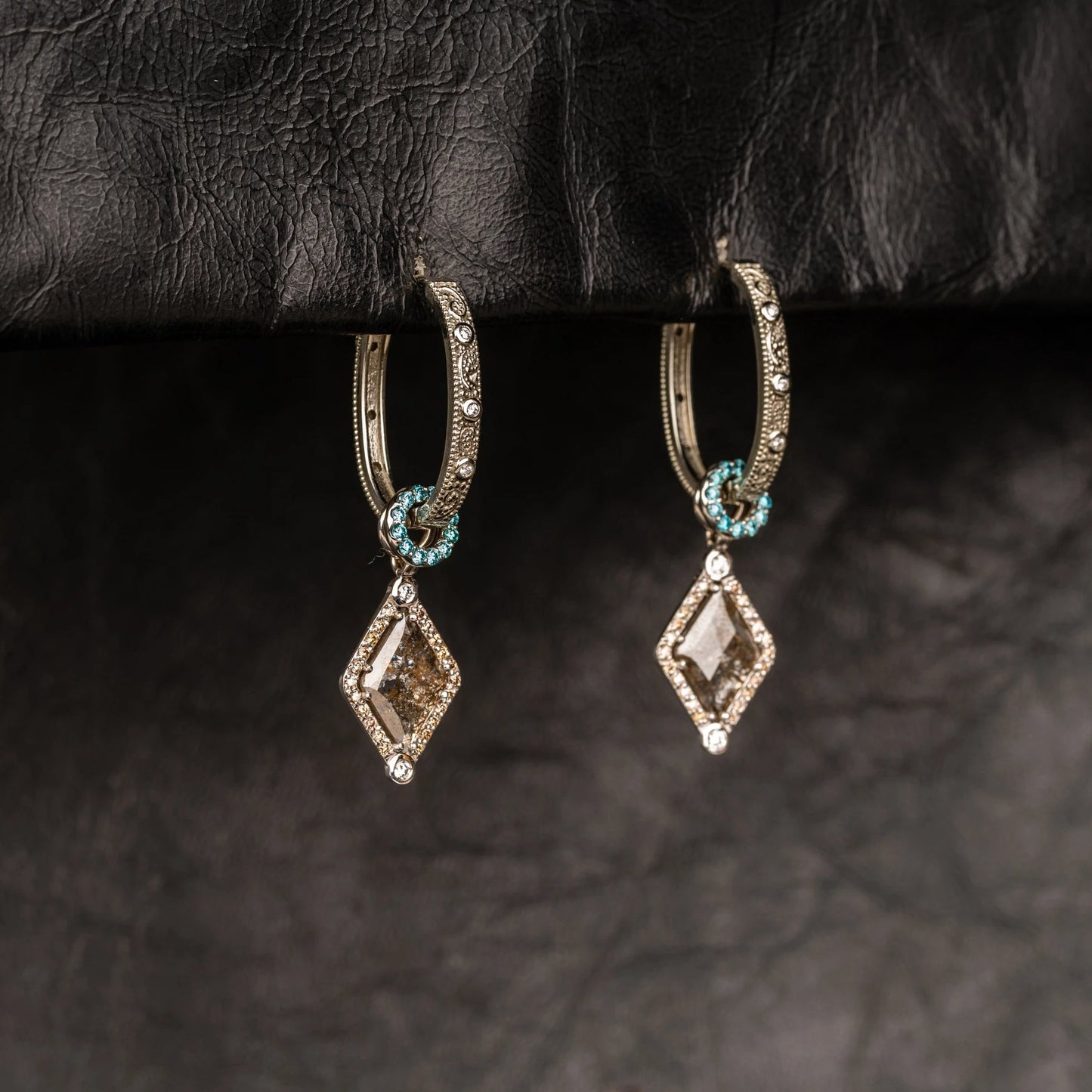 Custom jewelry, 18k white gold llyn hoops, llyn strong, Greenville, South carolina