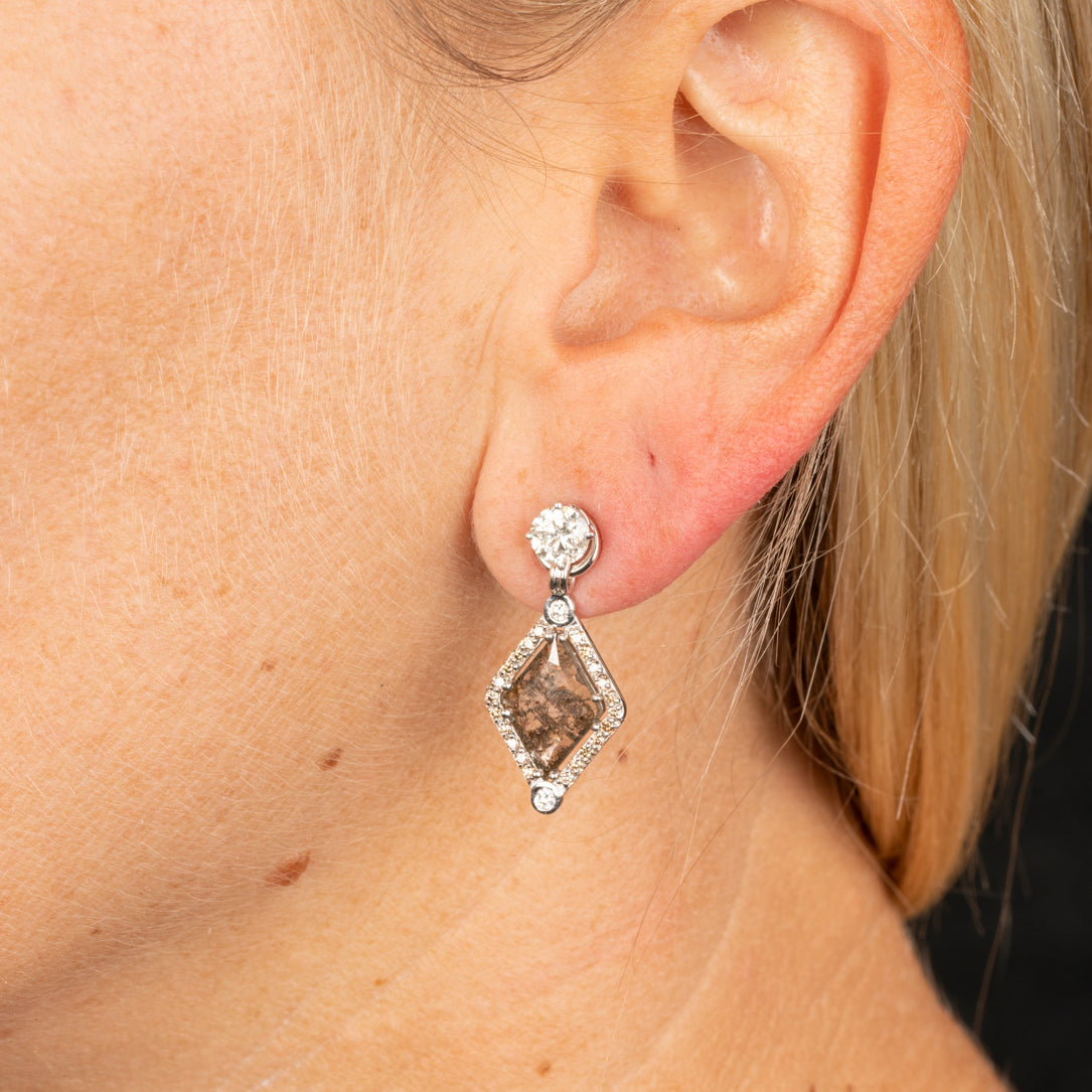 Custom Jewelry, Kite shape diamond jackets, diamond studs, llyn strong, Greenville, South Carolina