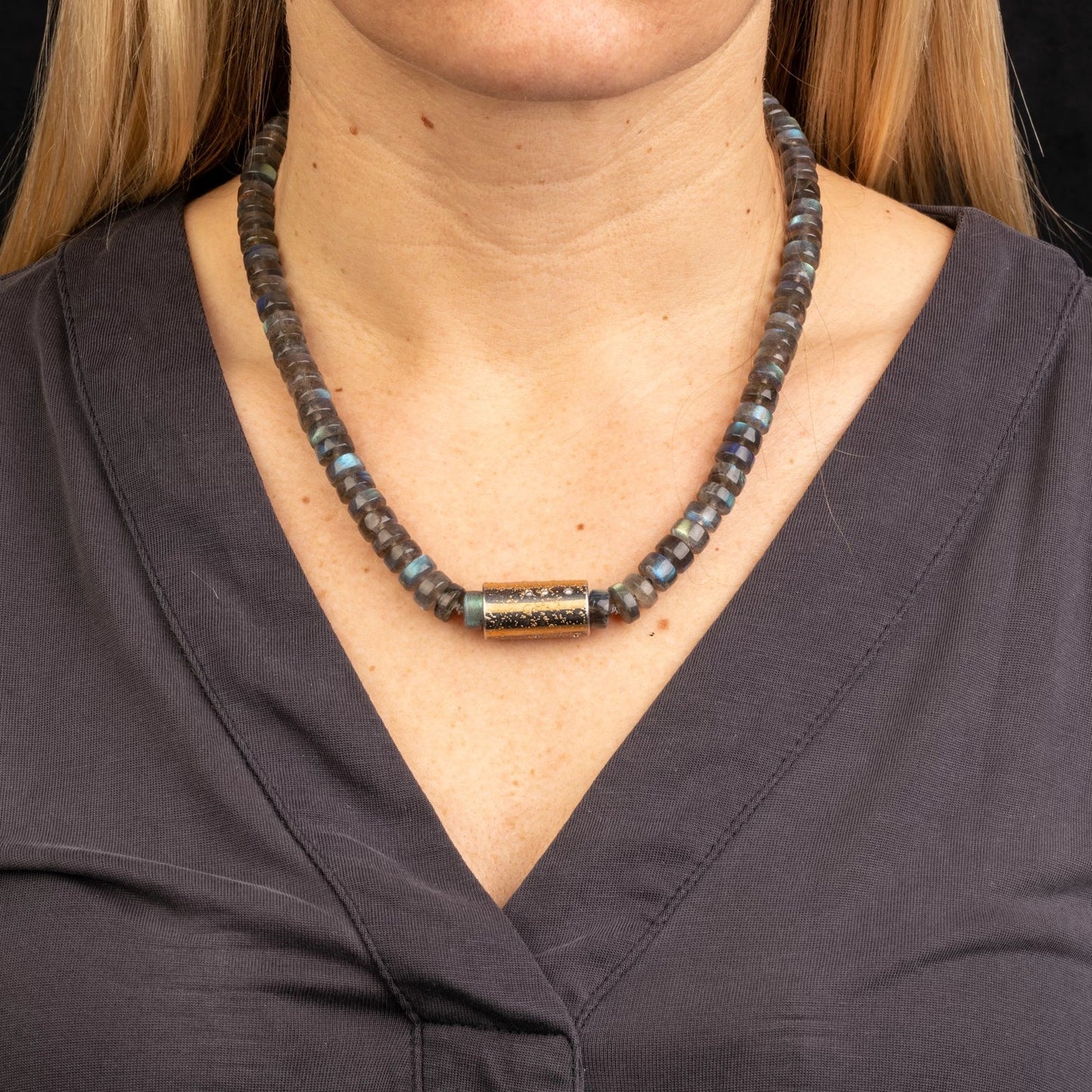 Custom Jewelry, Labradorite strand, schmidt barrel clasp, llyn strong, Greenville, South Carolina