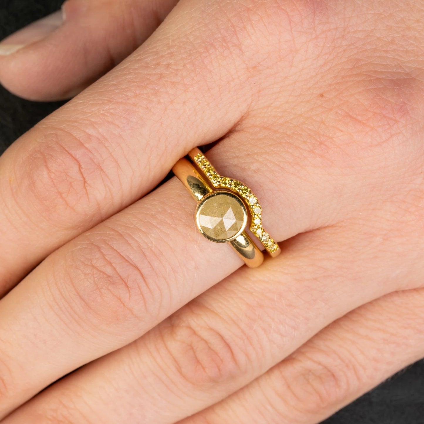 Custom Jewelry, Yellow Diamond Contoured Wedding Band, llyn strong, Greenville - South Carolina