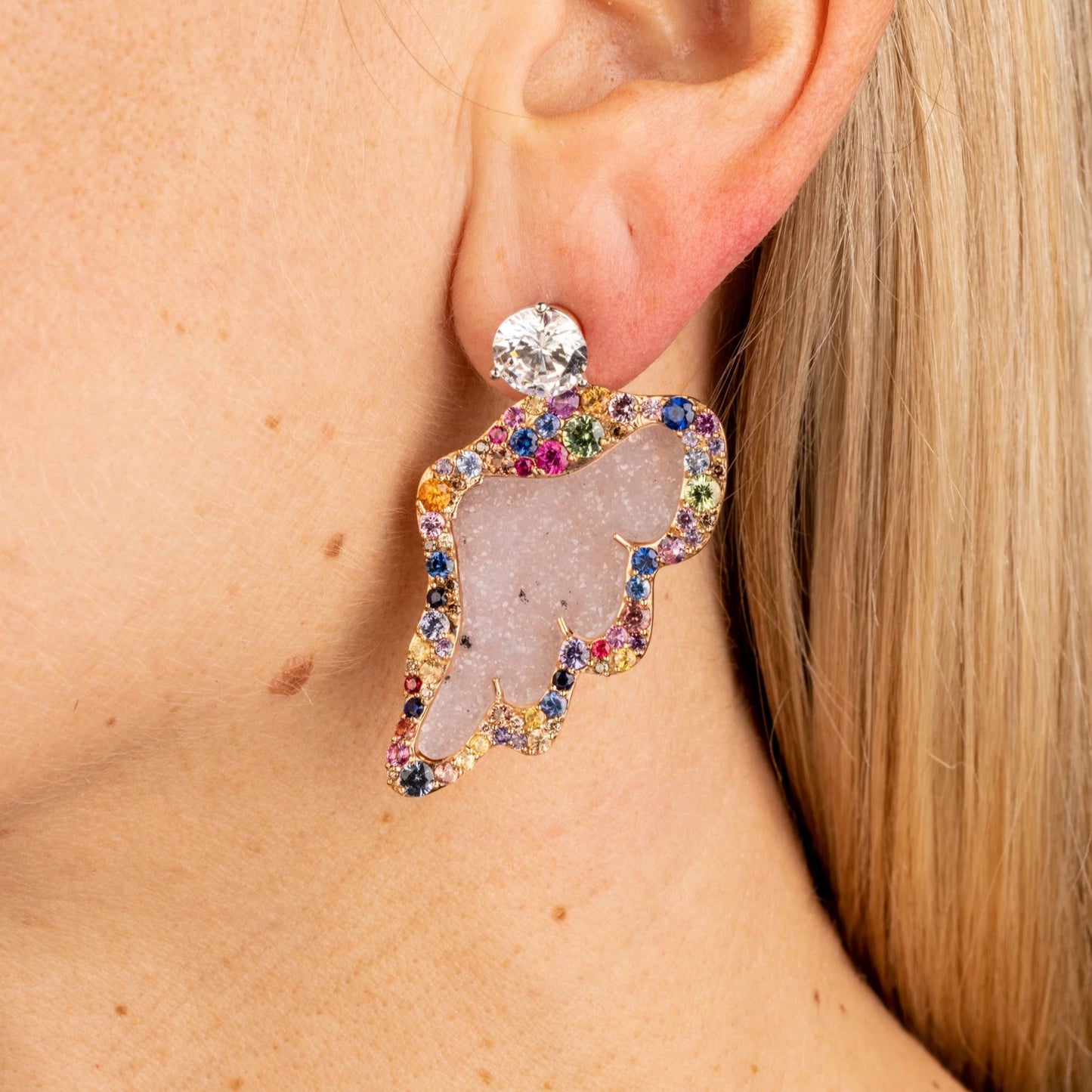 custom jewelry, gold, studs, zirconia, earrings, llyn strong, greenville, south carolina