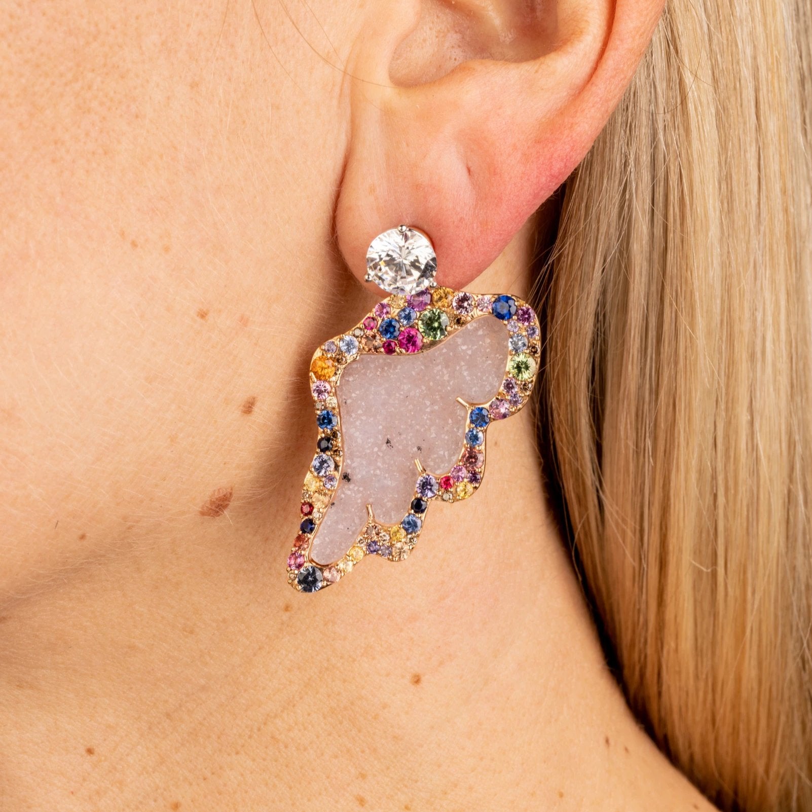 custom jewelry, gold, studs, zirconia, earrings, llyn strong, greenville, south carolina