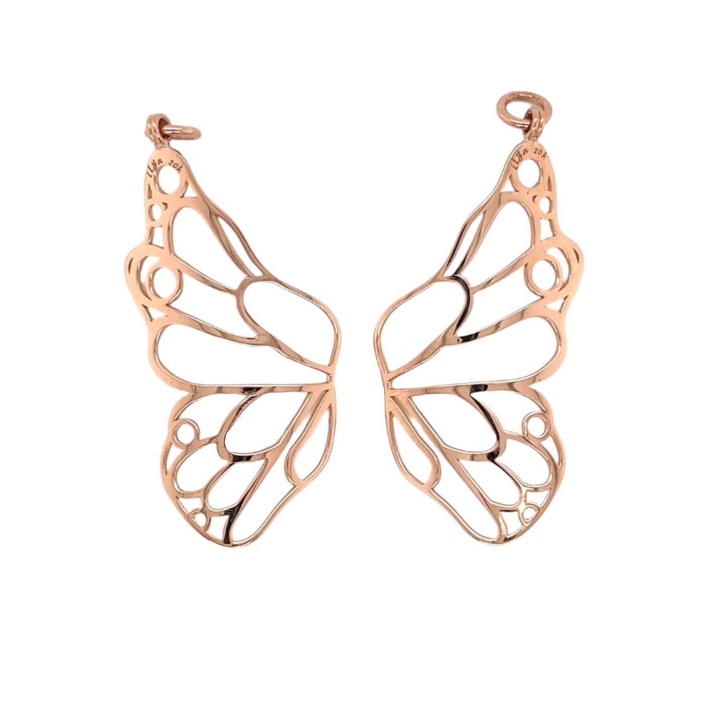 Custom jewelry, 18k rose gold butterfly wing jackets, llyn strong, Greenville, SC