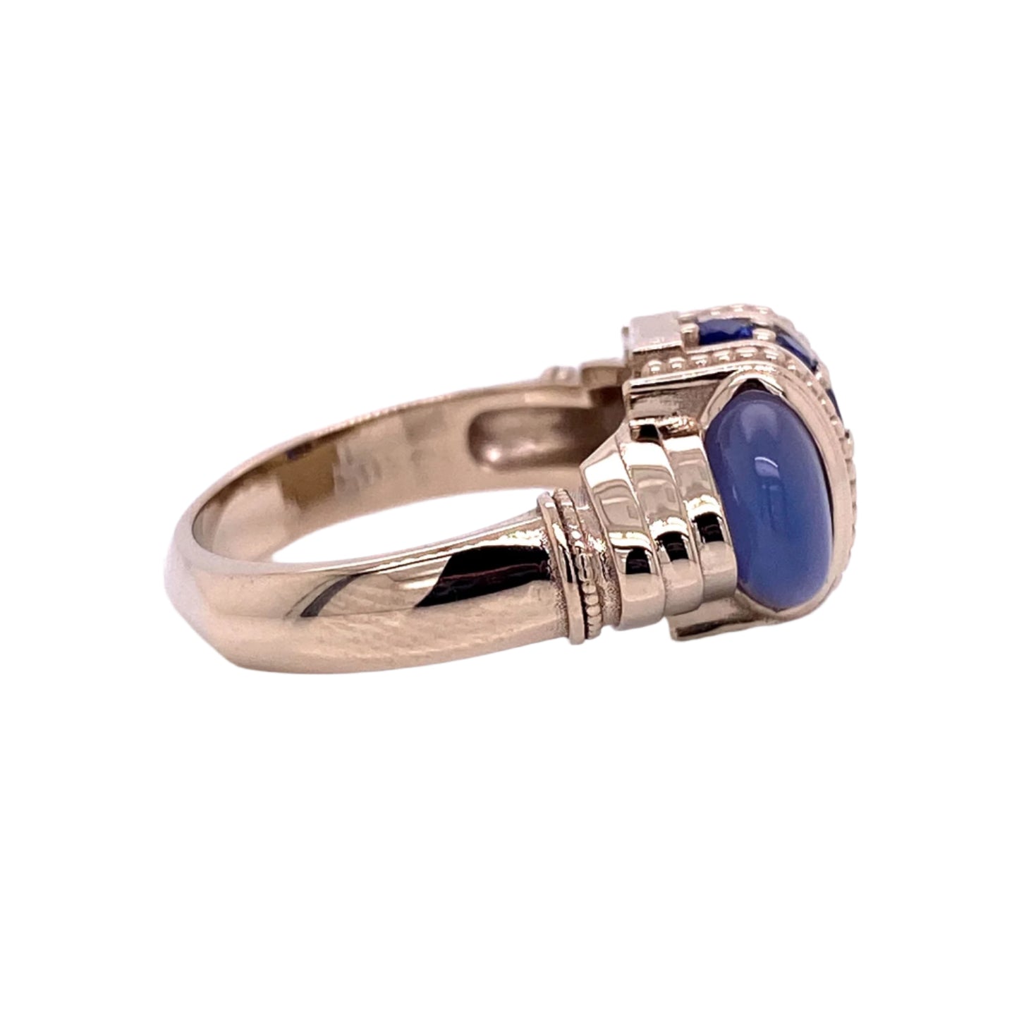 Chalcedony and Sapphire Arch Ring