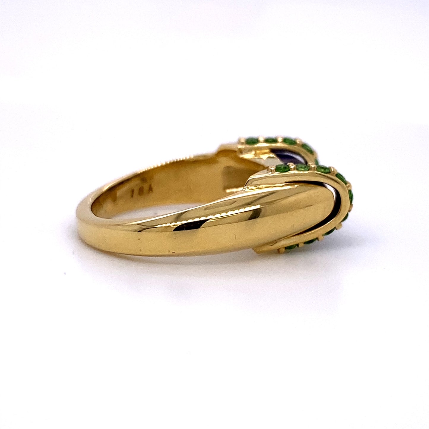 Custom jewelry, lapis lazuli and tsavorite bar ring, llyn strong, Greenville, South Carolina