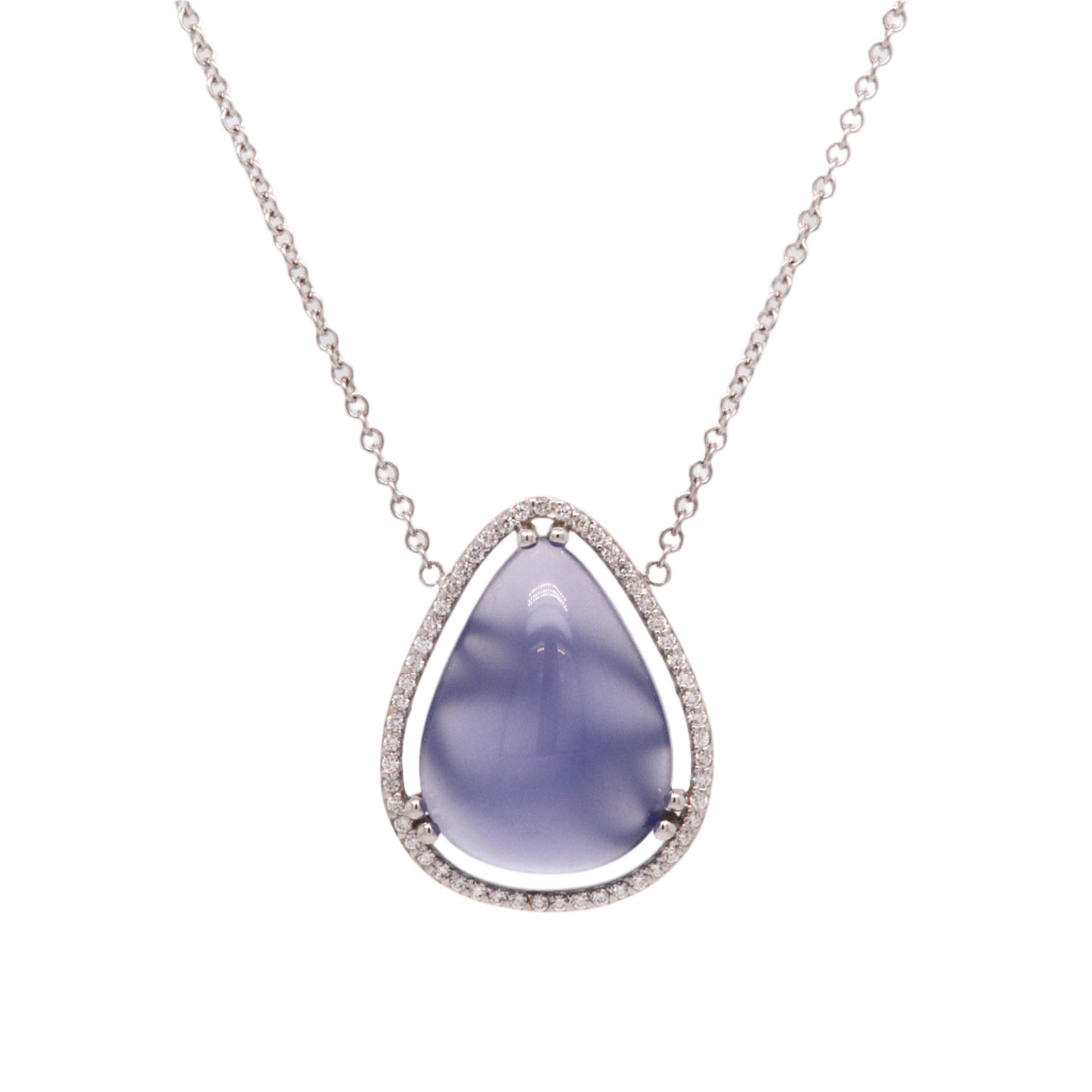 Chalcedony and Diamond Halo Necklace