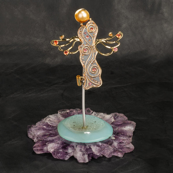 custom jewelry, gold, sapphire, pearl, diamonds, silver, brooch, llyn strong, greenville, south carolina