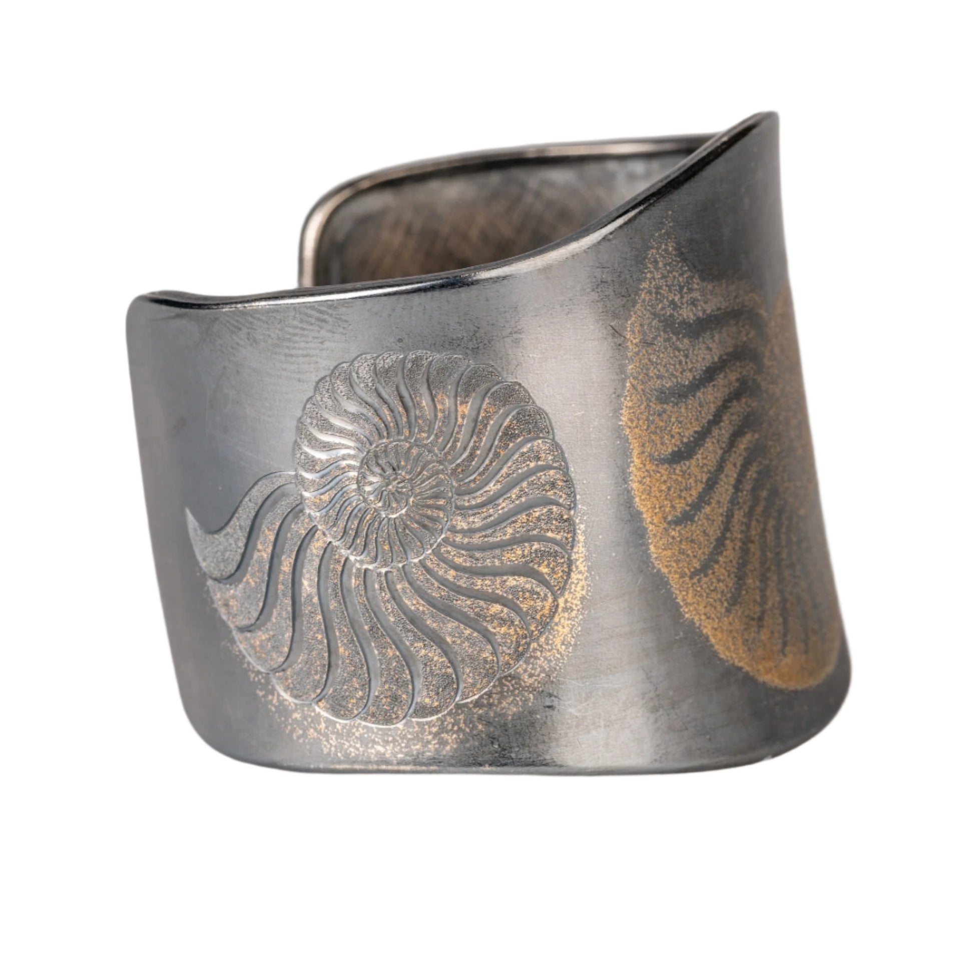 Custom jewelry, Ammonite cuff, llyn strong, Greenville, SC