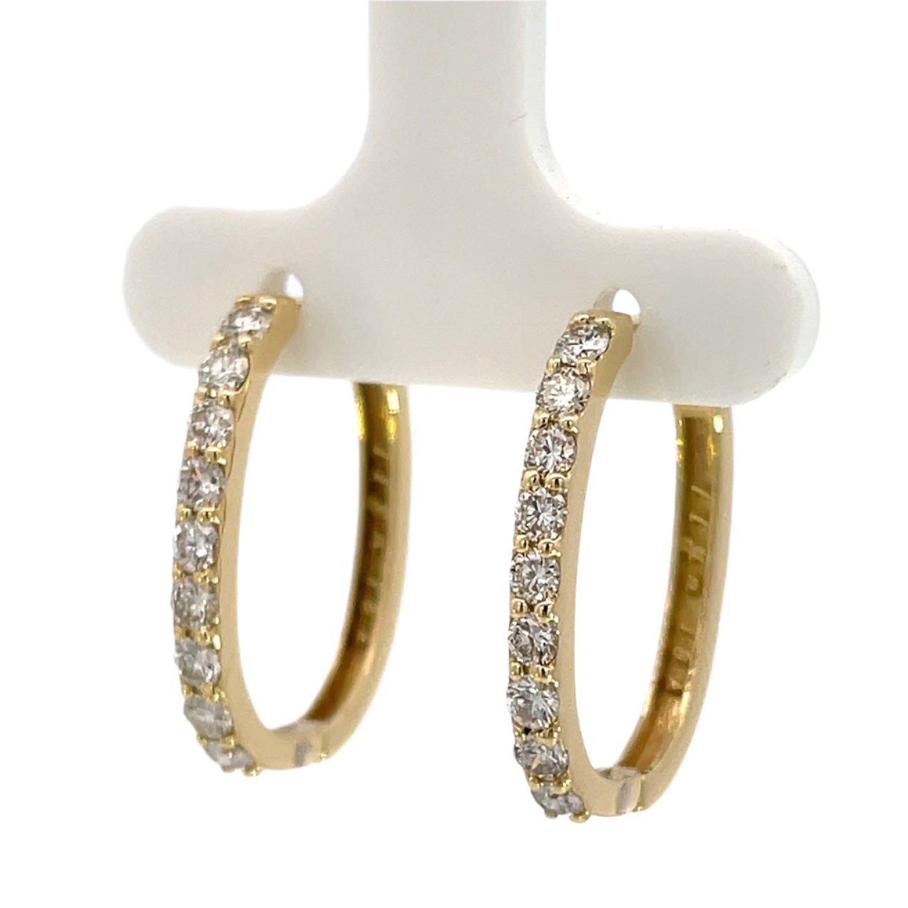 18k Yellow Gold Hoops with White Diamonds