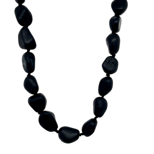 16.5" "Modullyn" Strand of Tumbled Black Tourmalines with 18k White Gold Keys
