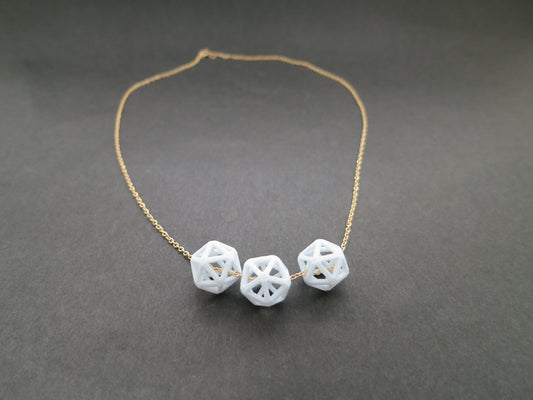 White Nylon Isohedron Necklace on a Rose Gold Filled Chain