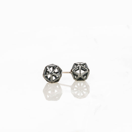 Oxidized Sterling Silver Isohedrons Studs