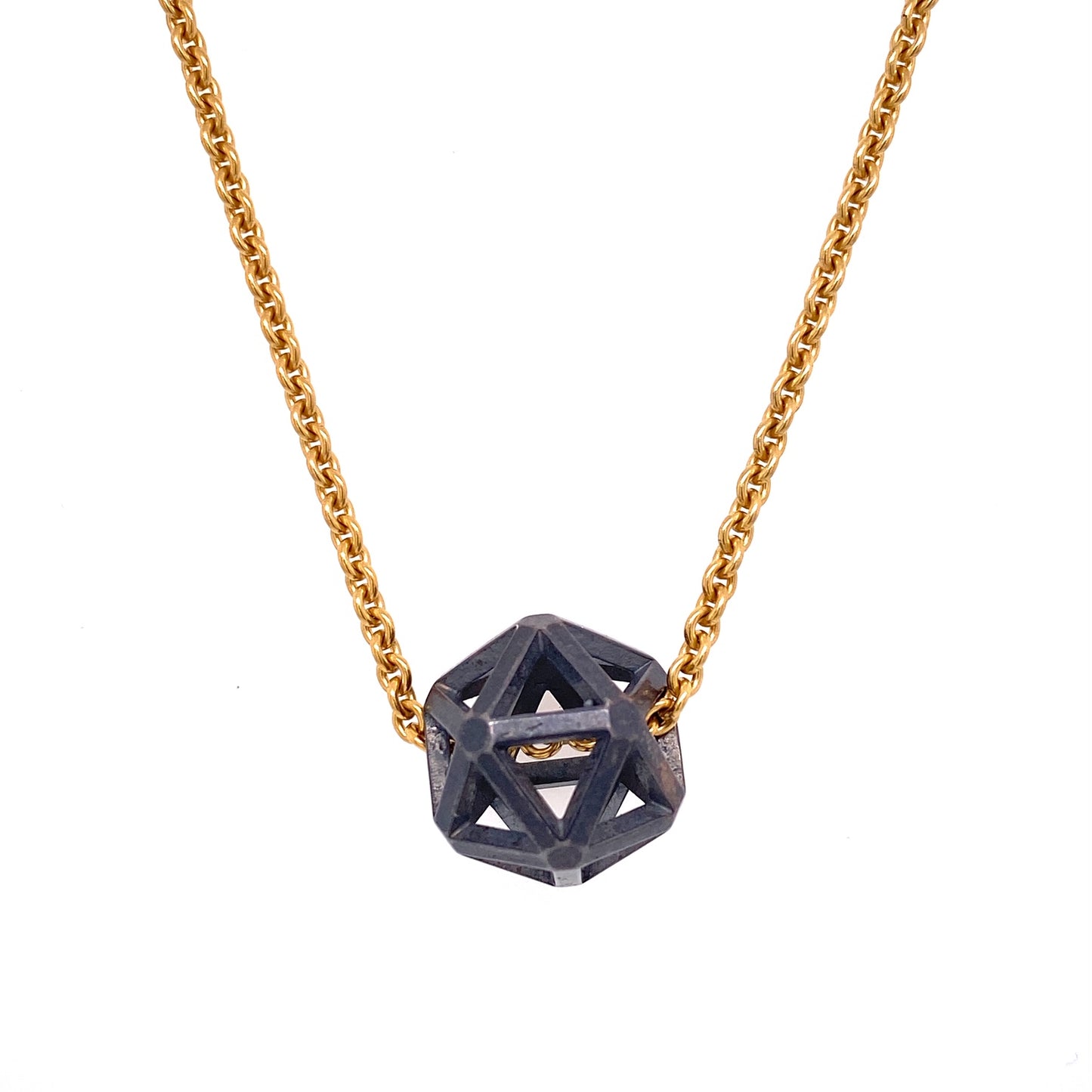 Oxidized Sterling Silver Isohedron Necklace