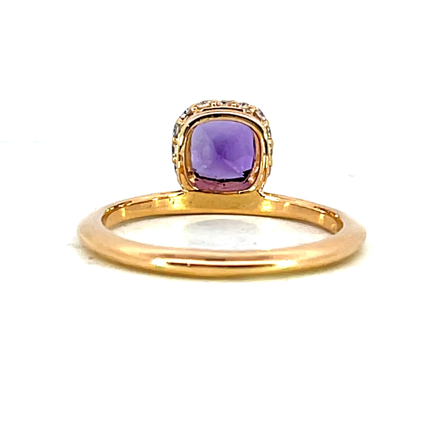 18k Rose Gold Offset Cushion Cut Amethyst Ring