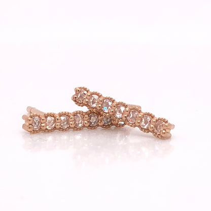 18k Rose Gold Rose Cut Bar Studs