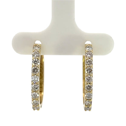 18k Yellow Gold Hoops with White Diamonds