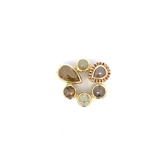 Yellow Gold Rose Clasp with Rose Cut Diamonds