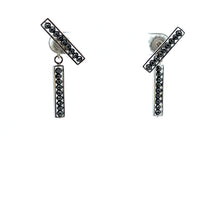 Load image into Gallery viewer, 18k White Gold Black Diamond Bar Studs and Bar Backs