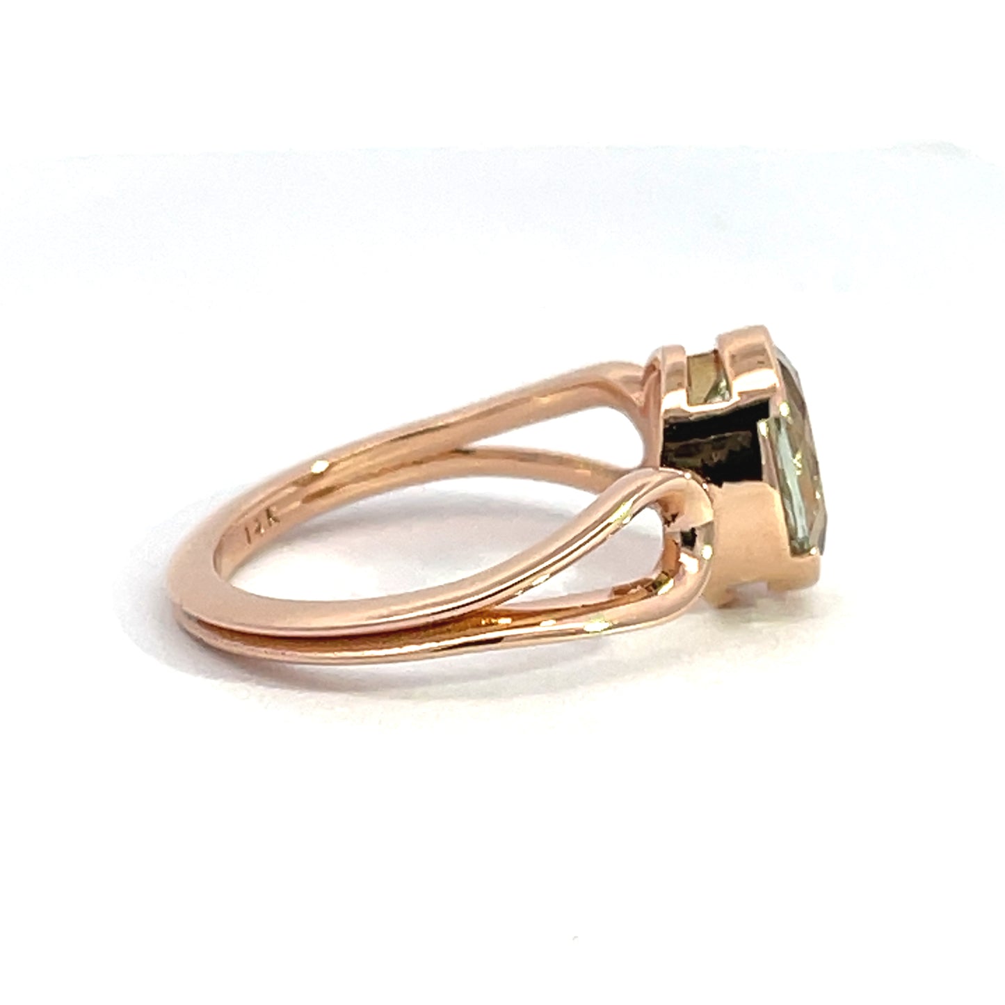 14k Rose Gold Green Quartz Ring