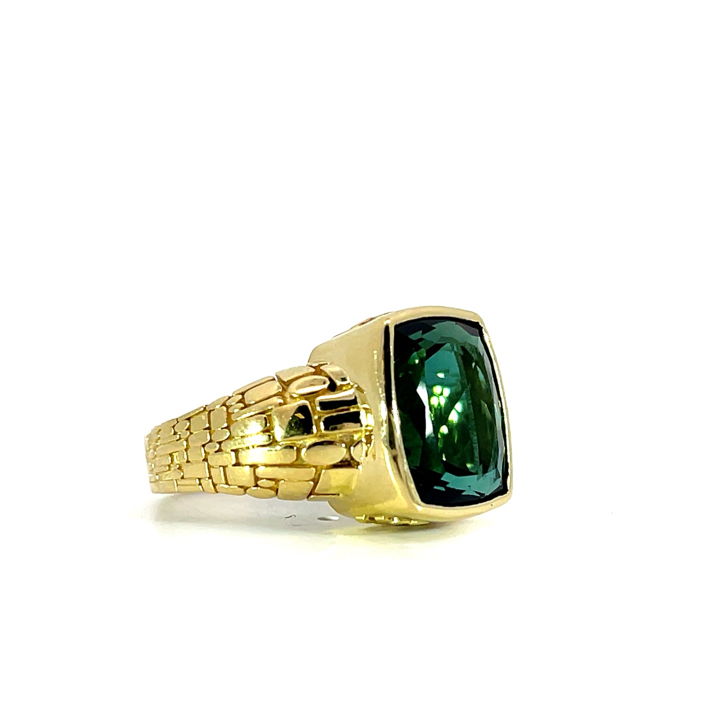 18k Yellow Gold Green Tourmaline "Bits and Pieces" Ring