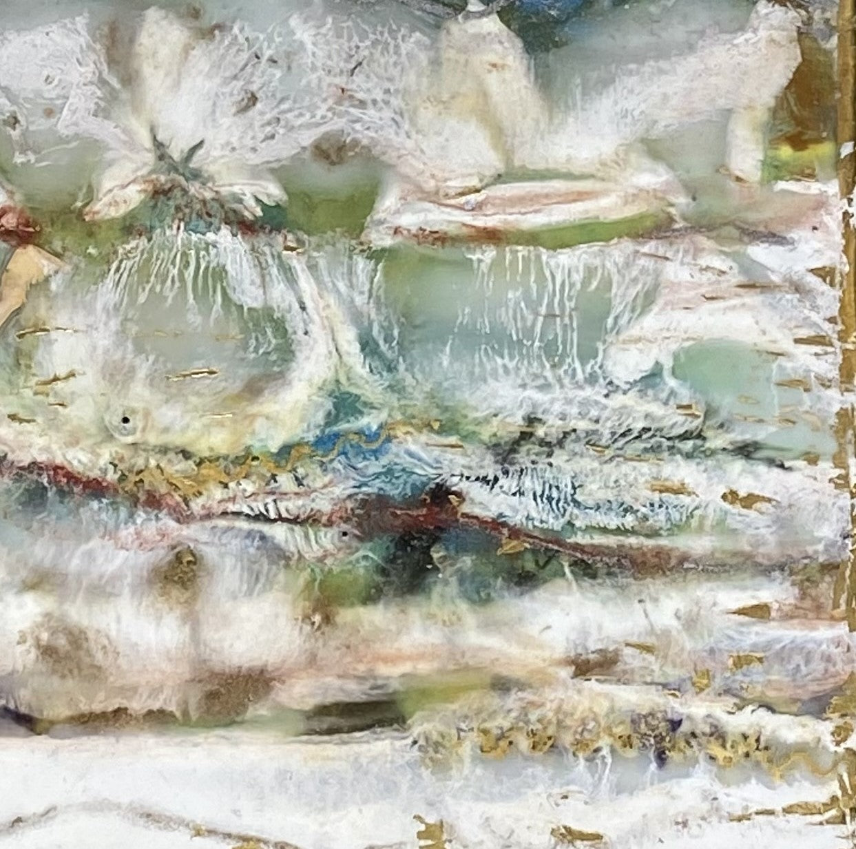 "Birds on a Wire"  Encaustic Painting