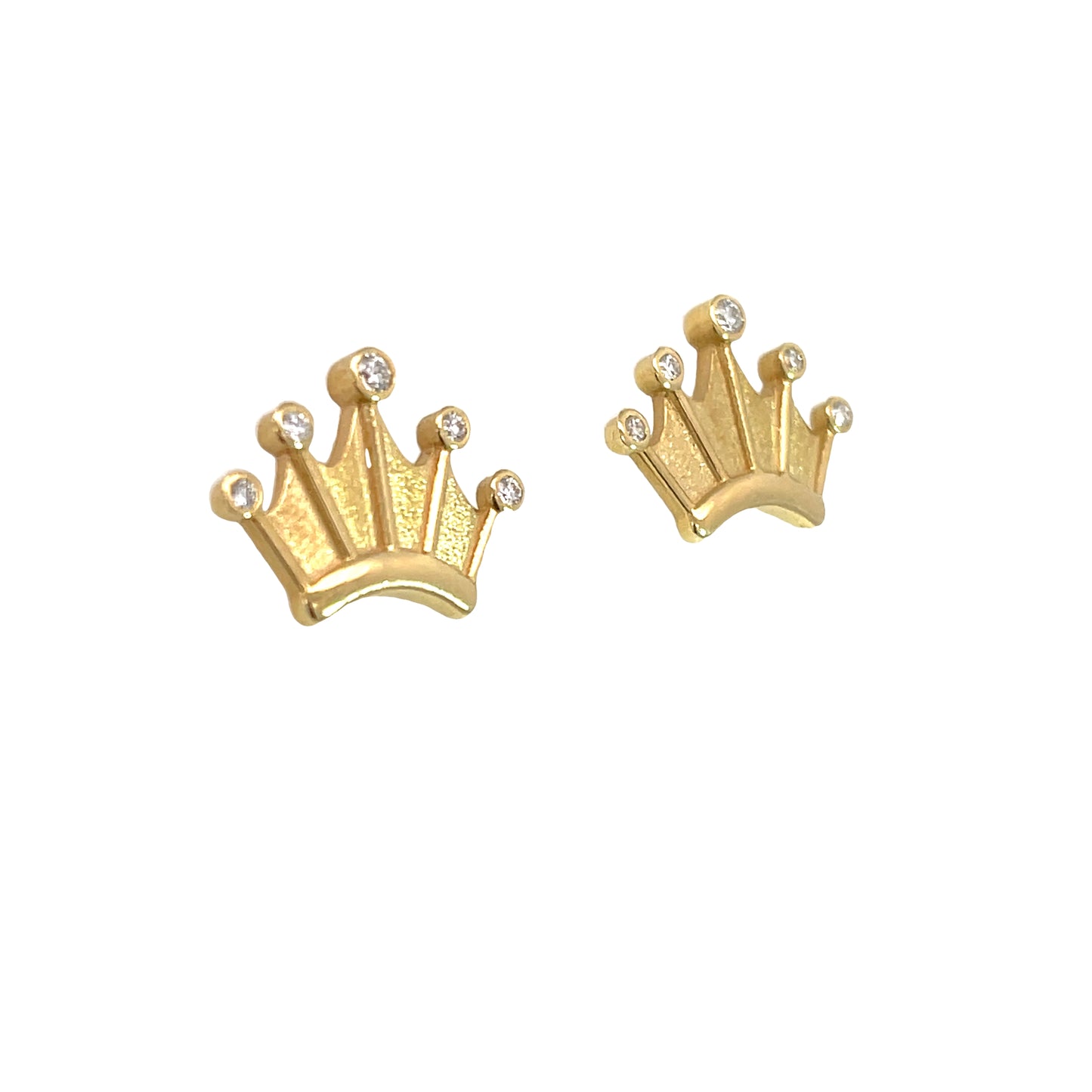 18k Yellow Gold Diamond Crown Studs