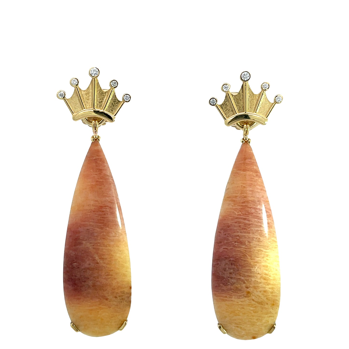 18k Yellow Gold Diamond Crown Studs