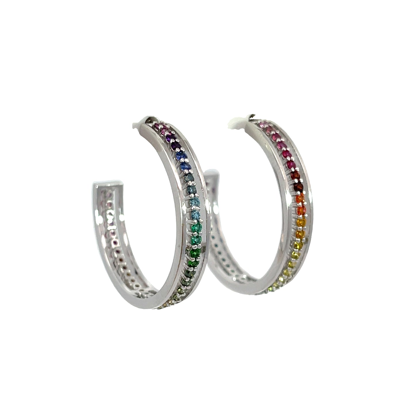 18k White Gold "Equality" Hoops