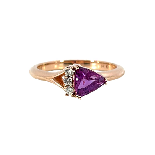 14k Rose Gold Trillion Sapphire Ring