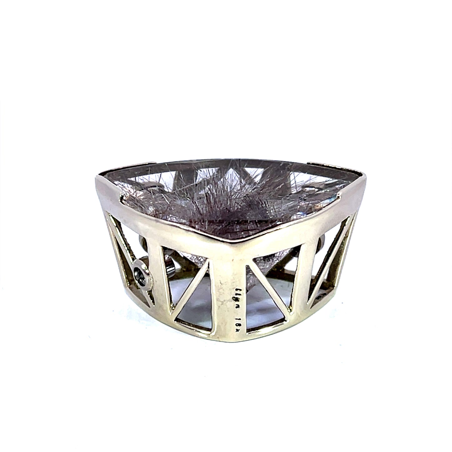 18k White Gold Clasp with Silver Rutilated Quartz