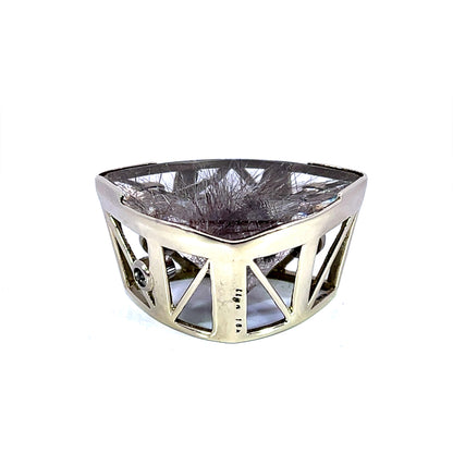 18k White Gold Clasp with Silver Rutilated Quartz